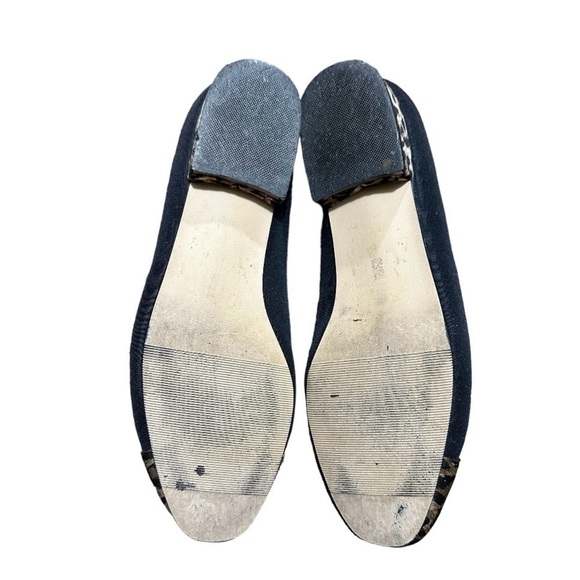 ANNIE, WOMENS FLAT SHOES. BLACK WITH ANIMAL PRINT TOE & 1/2” HEEL. USED, SIZE 8M - Picture 5 of 6